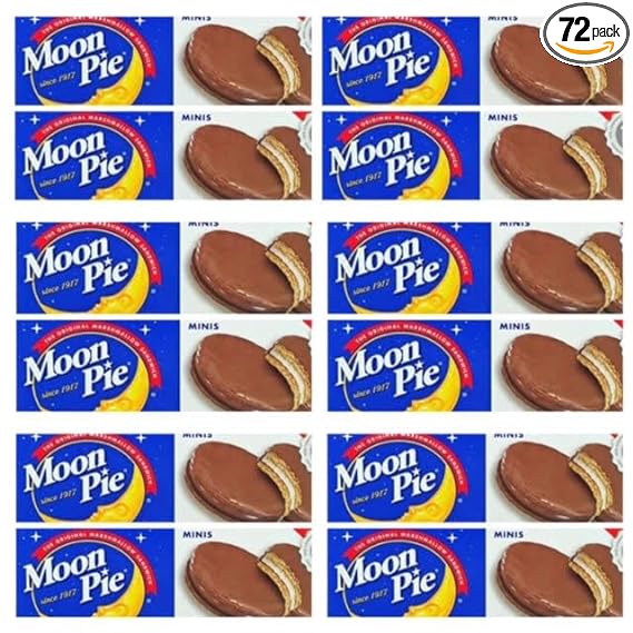 Moon Pies Mini Case lot 12 Boxes x 6 individual Moon Pies (Chocolate)