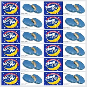 Mini Moon Pies – 72 Count (12 Boxes, 6 Each) – Individually Wrapped – Bulk Snacks for Office, Staff, Clients, Meetings, Training, Events – Wholesale Snack Pie's BLUEBERRY