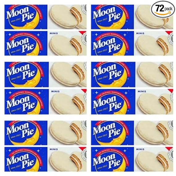 Moon Pies Mini Case lot 12 Boxes x 6 individual Moon Pies (Vanilla)